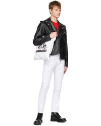 weiße Shopper Tasche aus Segeltuch von DSQUARED2