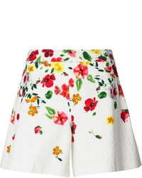 weiße Shorts mit Blumenmuster von Oscar de la Renta