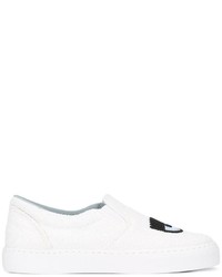 weiße Slip-On Sneakers aus Leder von Chiara Ferragni