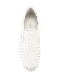 weiße Slip-On Sneakers aus Leder von Bottega Veneta