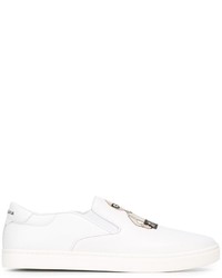 weiße Slip-On Sneakers aus Leder von Dolce & Gabbana