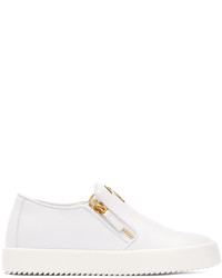 weiße Slip-On Sneakers aus Leder von Giuseppe Zanotti