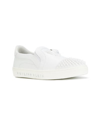 weiße Slip-On Sneakers aus Leder von Philipp Plein