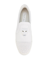 weiße Slip-On Sneakers aus Leder von Philipp Plein