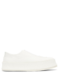 weiße Slip-On Sneakers aus Leder von Jil Sander