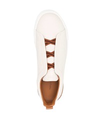 weiße Slip-On Sneakers aus Leder von Zegna
