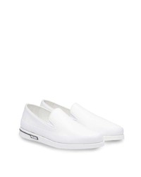 weiße Slip-On Sneakers aus Leder von Prada