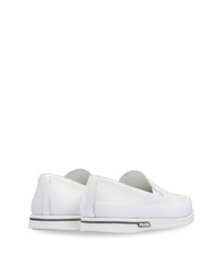 weiße Slip-On Sneakers aus Leder von Prada