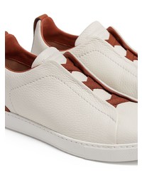 weiße Slip-On Sneakers aus Leder von Ermenegildo Zegna