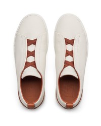 weiße Slip-On Sneakers aus Leder von Ermenegildo Zegna