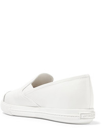 weiße Slip-On Sneakers aus Leder von Miu Miu