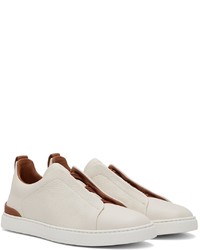 weiße Slip-On Sneakers aus Leder von Zegna