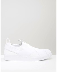 weiße Slip-On Sneakers aus Leder von adidas