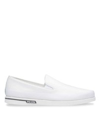 weiße Slip-On Sneakers aus Leder von Prada