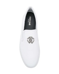 weiße Slip-On Sneakers aus Leder von Roberto Cavalli