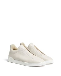 weiße Slip-On Sneakers aus Leder von Zegna