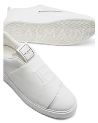 weiße Slip-On Sneakers aus Leder von Balmain