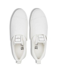 weiße Slip-On Sneakers aus Leder von Balmain