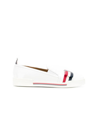 weiße Slip-On Sneakers aus Leder von Thom Browne