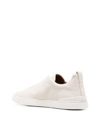 weiße Slip-On Sneakers aus Leder von Zegna