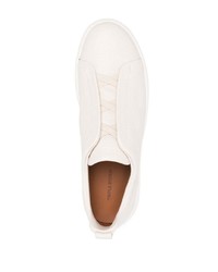 weiße Slip-On Sneakers aus Leder von Zegna