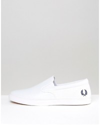 weiße Slip-On Sneakers aus Leder von Fred Perry