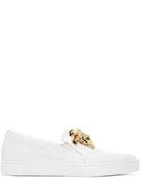 weiße Slip-On Sneakers aus Leder von Versace