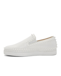 weiße Slip-On Sneakers aus Leder von Christian Louboutin