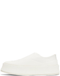 weiße Slip-On Sneakers aus Leder von Jil Sander