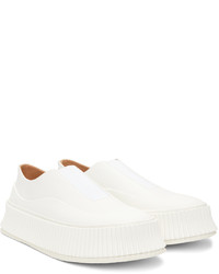 weiße Slip-On Sneakers aus Leder von Jil Sander