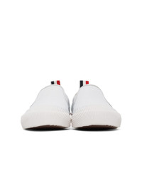 weiße Slip-On Sneakers aus Leder von Thom Browne