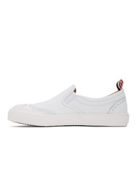 weiße Slip-On Sneakers aus Leder von Thom Browne