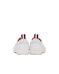 weiße Slip-On Sneakers aus Leder von Thom Browne