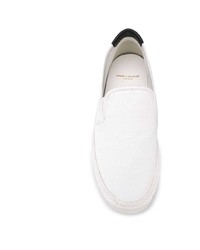 weiße Slip-On Sneakers aus Segeltuch von Saint Laurent