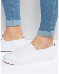 weiße Slip-On Sneakers mit Blumenmuster