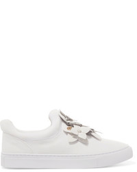 weiße Slip-On Sneakers mit Blumenmuster