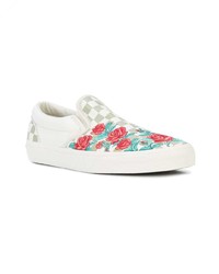 weiße Slip-On Sneakers mit Blumenmuster von Vans