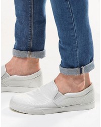 weiße Slip-On Sneakers mit Schlangenmuster