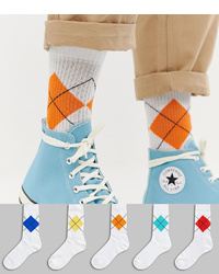 weiße Socken mit Argyle-Muster von ASOS DESIGN