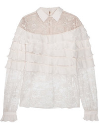 weiße Spitze Bluse mit Rüschen von Elie Saab