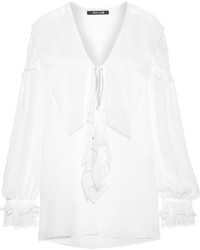 weiße Spitze Bluse mit Rüschen von Roberto Cavalli