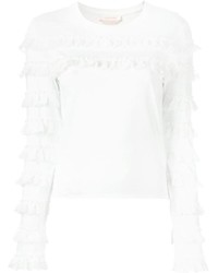weiße Spitze Bluse mit Rüschen von See by Chloe