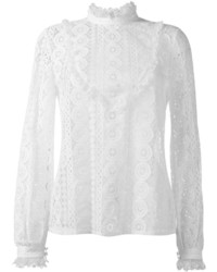 weiße Spitze Bluse mit Rüschen von Vilshenko
