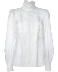 weiße Spitze Langarmbluse von Dolce & Gabbana