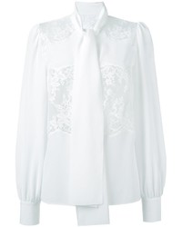 weiße Spitzebluse mit knöpfen von Dolce & Gabbana