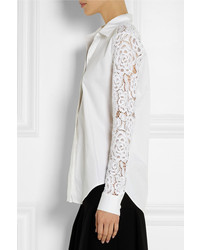 weiße Spitzebluse mit knöpfen von DKNY