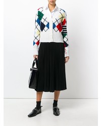 weiße Strickjacke mit Argyle-Muster von Thom Browne