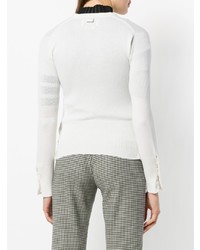 weiße Strickjacke von Thom Browne