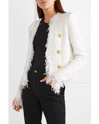 weiße Tweed-Jacke von Balmain