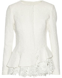 weiße Tweed-Jacke von Oscar de la Renta